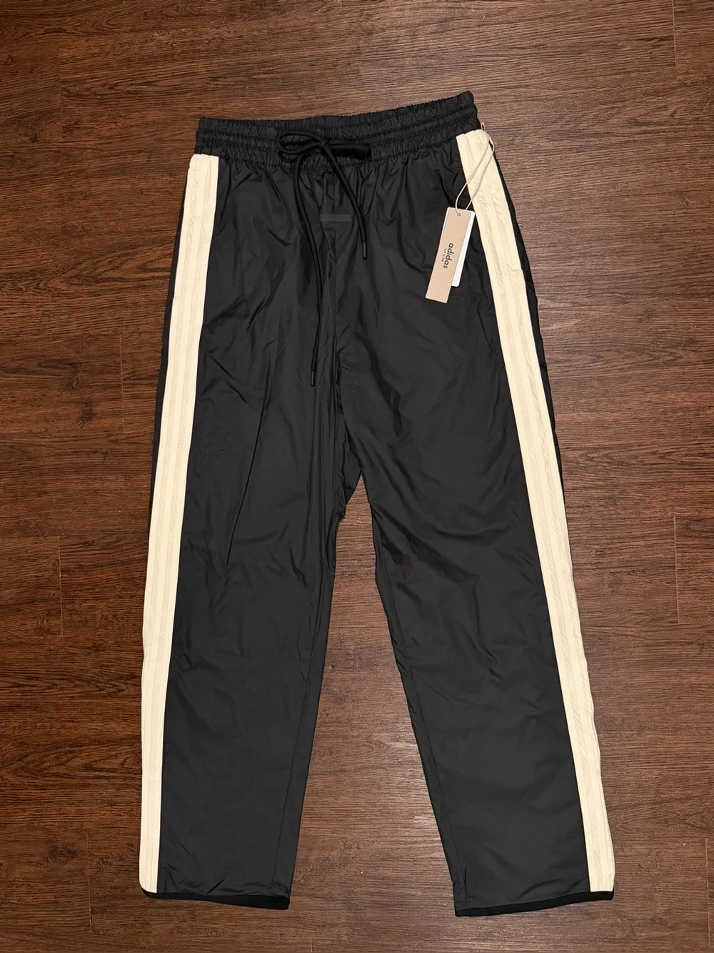 Adidas x FEAR OF GOD Mens Track Pants Drawstring Black Cream Size L IS8727
